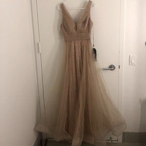 V-Neck Ball Gown Long Dress